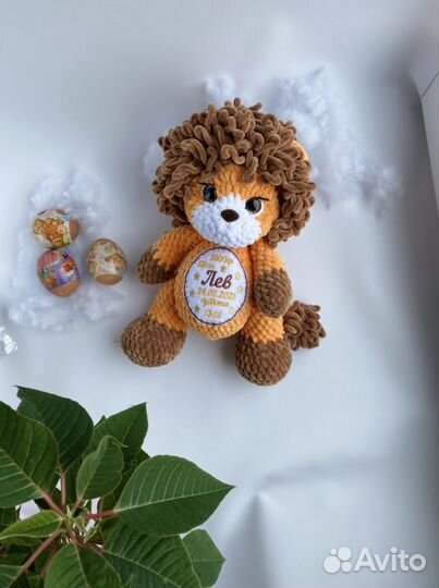 Вязаный лев львенок тигр игрушка ручной работы
