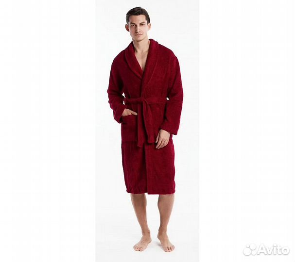 Халат махровый мужской Home One бордовый, размер 5