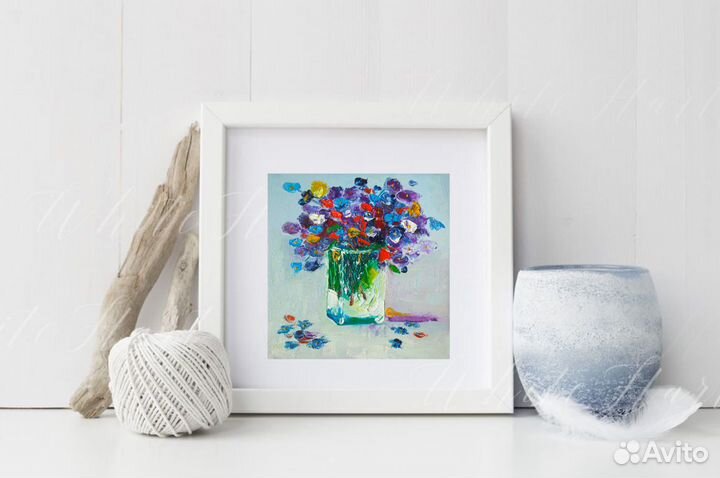 Картина маслом, полевые цветы