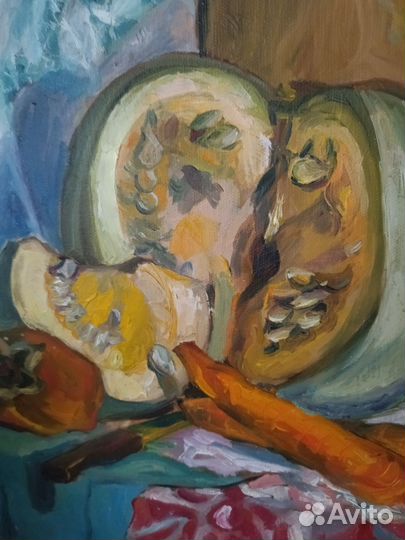 Натюрморт с тыквой. Масло