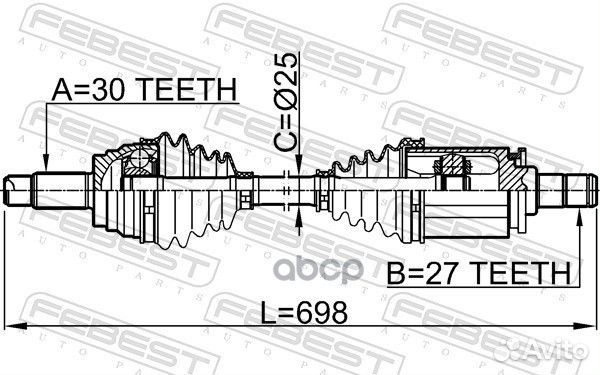 Привод передний левый 27X670X30 подходит для BM