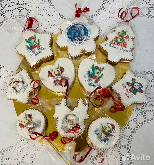 Печать на пряниках, новогодние подарки с логотипом