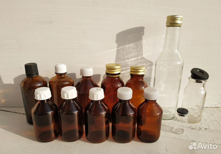 Коллекция аптечных стеклянных баночек из 18 шт