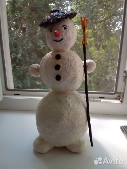 Снеговик.Папье-маше.Новогодняя игрушка.Новый Год