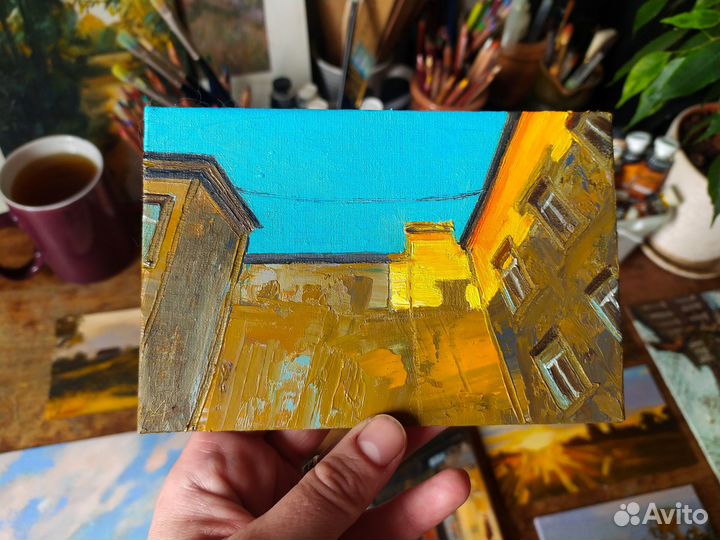 Картина маслом Петербург дворы городской пейзаж