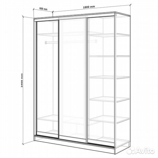 Шкаф-купе Вевер-200j северное дерево светлое прихо