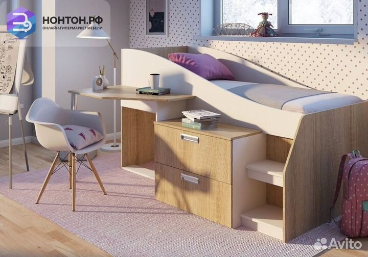 Кровать детская Скаут белый / дуб сонома