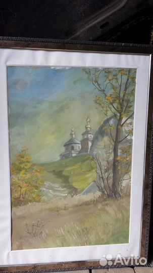 Картина акварелью Шопинский храм