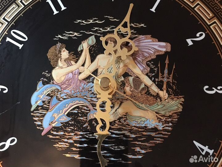 Часы-тарелка. Чёрная керамика. Греция