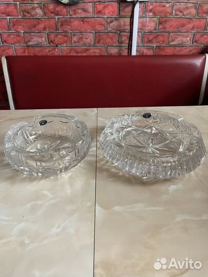 Хрустальные пепельницы Богемия, Чехия 2 шт