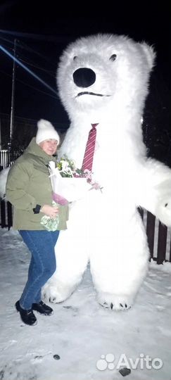 Белый мишка,ростовая кукла,медведь на праздник