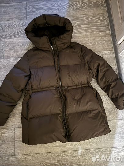 Пуховик h&m premium коричневый
