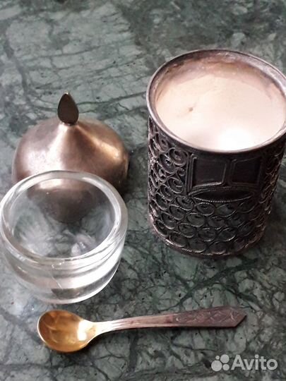 Чайничек,стопки и солонки скань,мельхиор