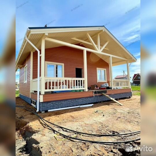 Каркасный дом 9х7м с террасой