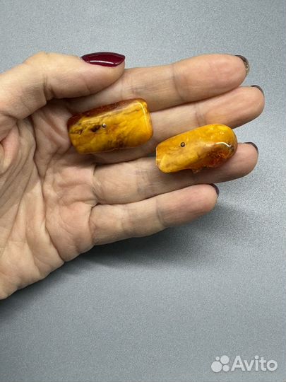 Запонки с янтарем. СССР. Винтаж
