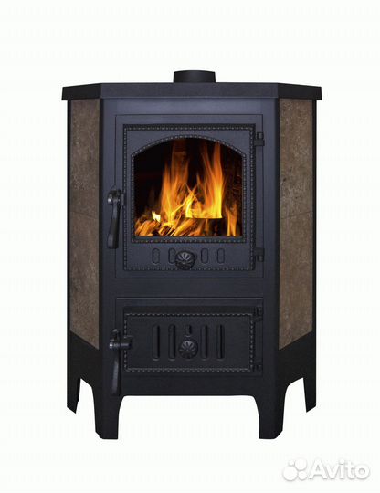 Печь-камин бавария угловая чугун с плитой