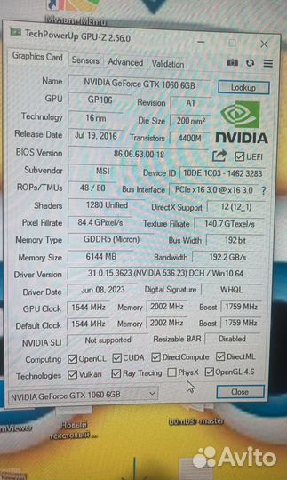 Видеокарта gtx 1060 6gb