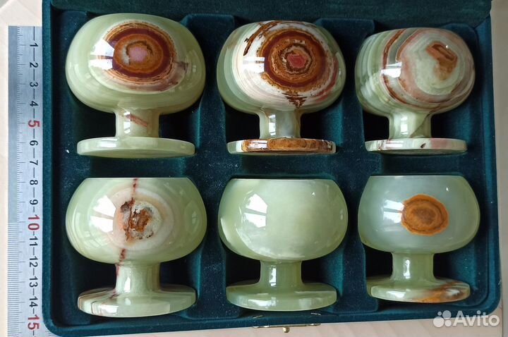 Рюмки нефритовые набор 6 шт в коробке