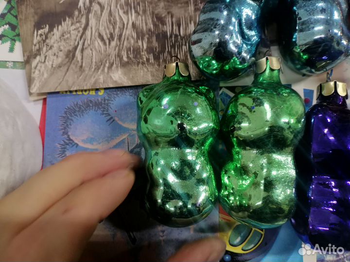 Набор стеклянных ёлочных игрушек СССР