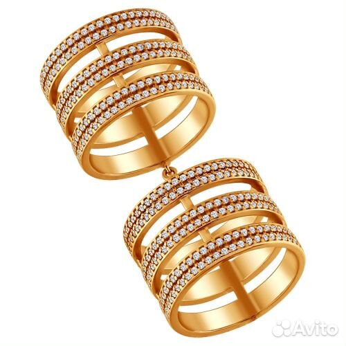 Кольцо Sokolov 19 серебро позолоч. на две фаланги