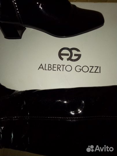 Сапоги ботфорты жен. натуральны лак alberto gozzi