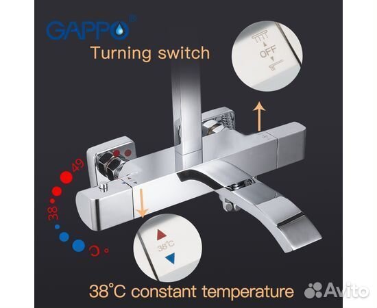 Душевая стойка с термостатом gappo G2407-40