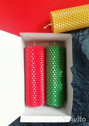 Набор свечей из цветной вощины, 2 шт