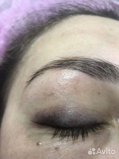 Перманентный макияж бровей, пудровое напыление