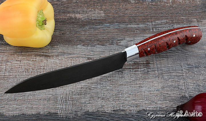 Поварской нож № 10 сталь Х12мф акрил красный