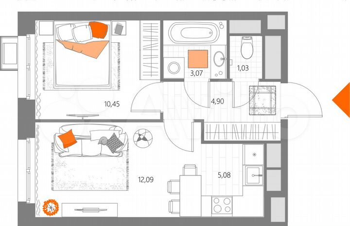 2-к. квартира, 36,6 м², 23/29 эт.