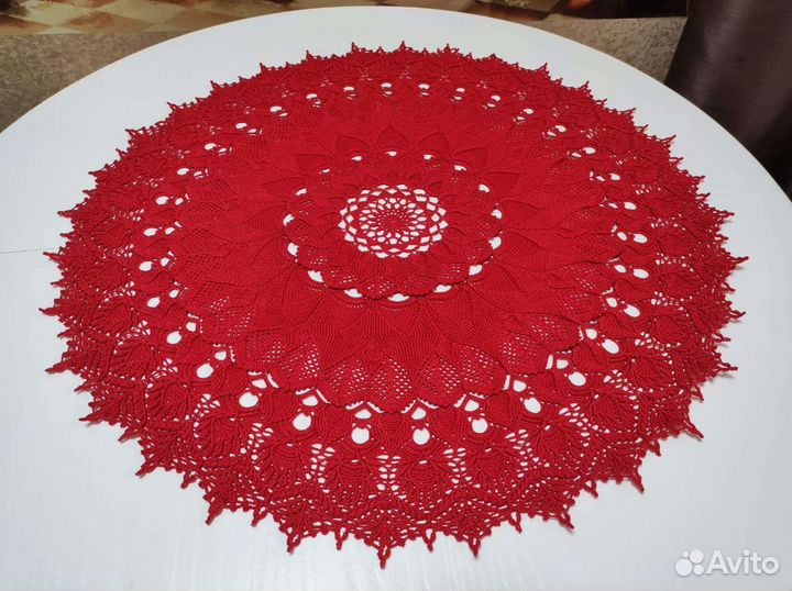 Салфетка рельефная кружевная связанная крючком