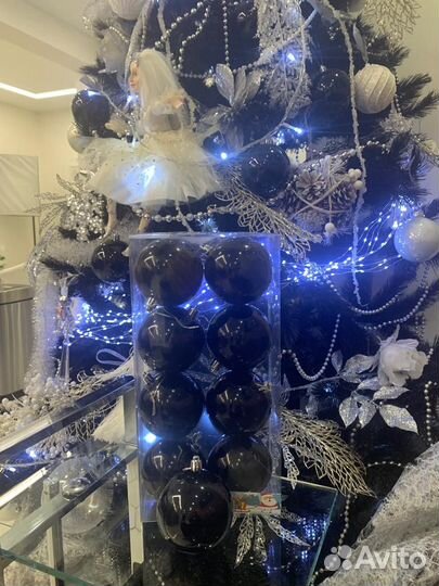 Черные новогодние шары