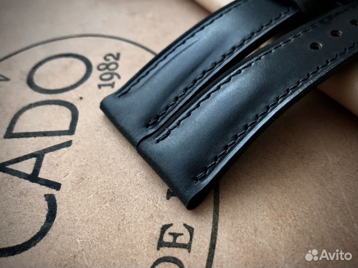 Ремешок Shell Cordovan 18мм. Черный, матовый