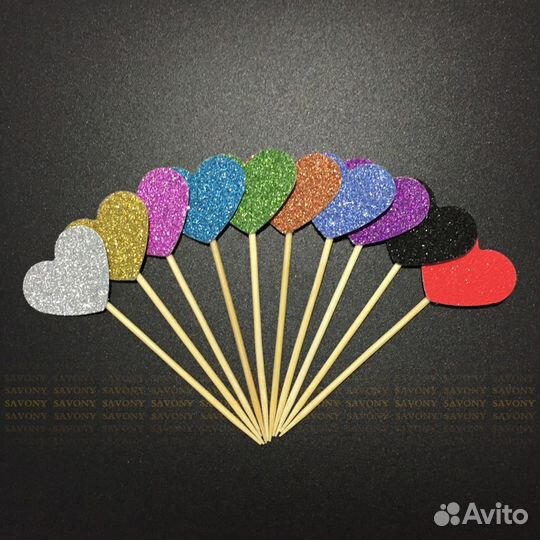 Топперы для капкейков сияющие 10шт