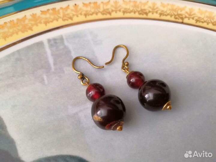 Серьги СССР Янтарь