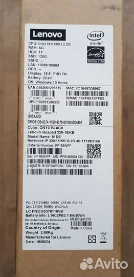 Ноутбук lenovo ideapad 330 15ikb