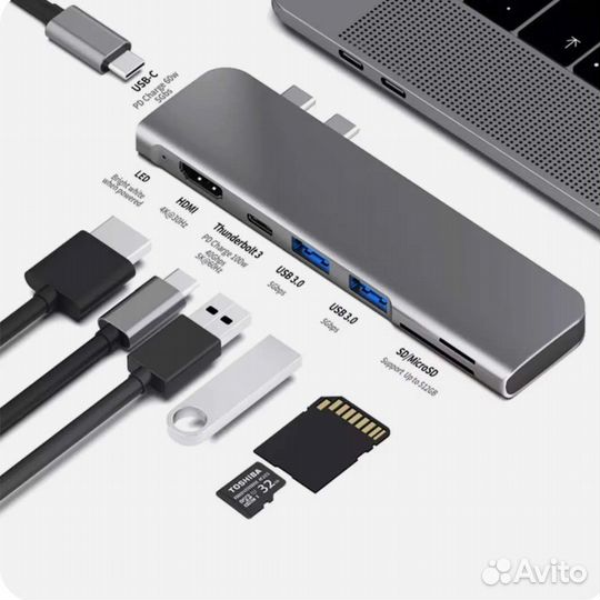 USB хаб для MacBook Pro/Air с hdmi новый