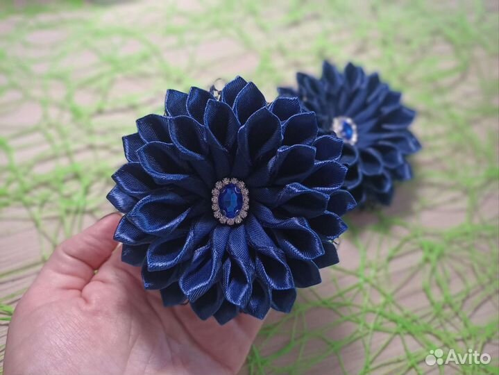 Школьные бантики резинки синие