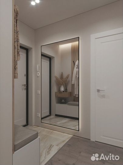 Зеркало настенное с подсветкой парящее