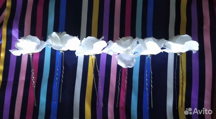 Шпильки для волос с большими цветами набор 6 шт