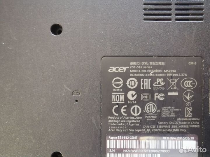 Acer ES1-512 запчасти поддон