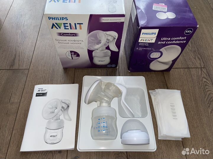 Молокоотсос philips avent+вкладыши 60 шт