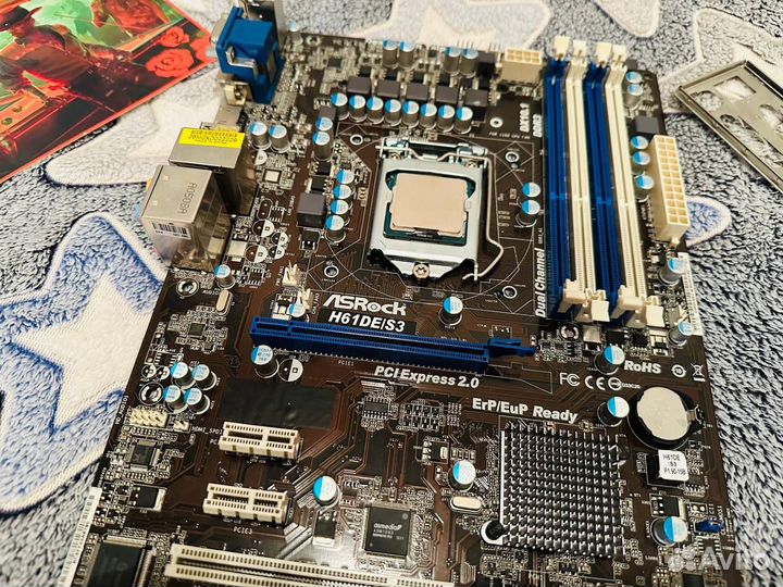 Материнская плата asrock h61de/s3+i3 3240 LGA 1155