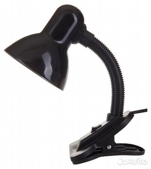 Лампа настольная, на прищепке, черная, 1 шт
