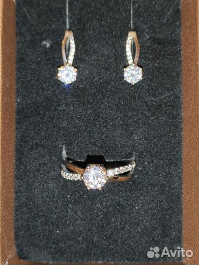 Новые серебряные серьги и кольцо серебро 925