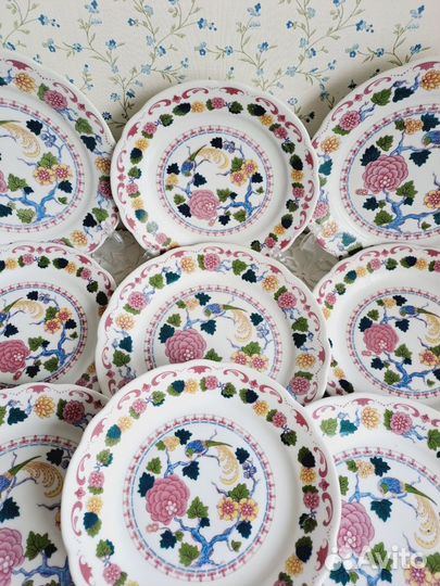 Тарелки винтажные ГДР Райская птица, Кахла