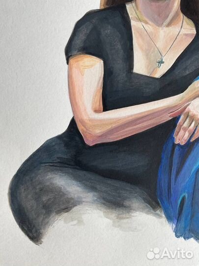 Портрет с натуры цветной рисунок акрилом