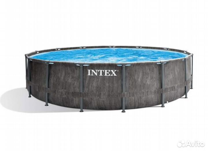 Каркасный бассейн 26742 intex 457х122 серое дерево