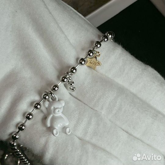 Колье с белым мишкой poison drop