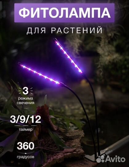 Фитолампа для растений полного спектра с таймером